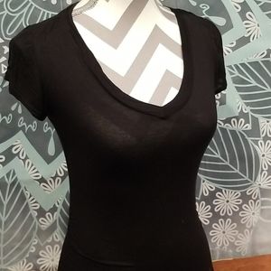 Deep v neck t shirt w/side ruching